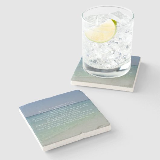 Psalm 23 Der Herr ist mein Hirte Schöner Strand Steinuntersetzer (Seitenansicht)