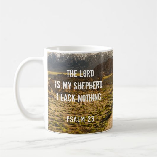 Psalm 23 Der Herr ist mein Hirte, Schrift Kaffeetasse (Links)