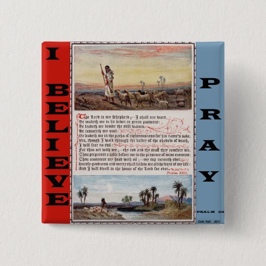 Psalm 23, der Lord ist mein Schäfer-Gebets-Knopf Button (Vorderseite)