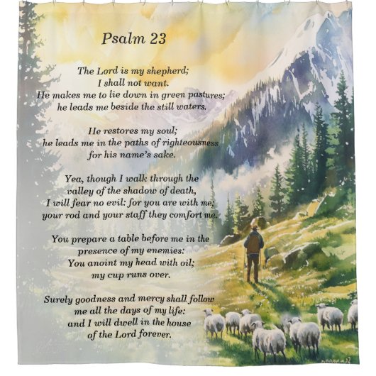 Psalm 23 - Duschvorhang mit Schrift (Vorderseite)
