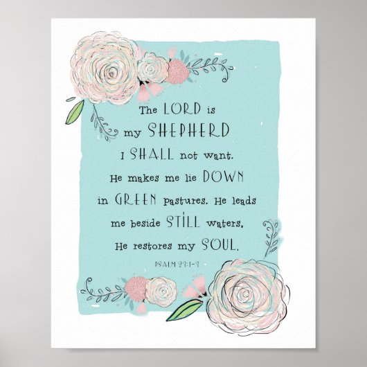 PSALM 23 FLORAL ART DRUCKEN POSTER (Vorne)