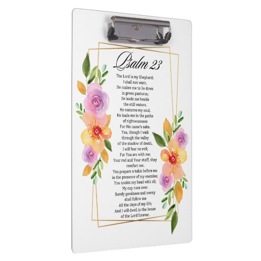Psalm 23 Floral Geometric Frame Klemmbrett (Rechts)
