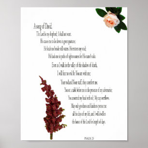 Psalm 23, Floral Grün, Value Poster Papier (Matt)