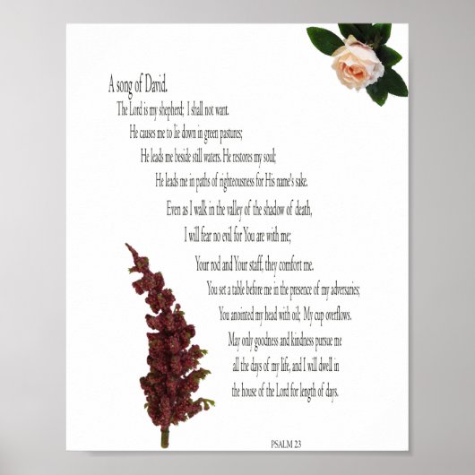 Psalm 23, Floral Grün, Value Poster Papier (Matt) (Vorne)