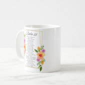 Psalm 23 Florales geometrisches Rahmenwerk Kaffeetasse (Vorderseite Links)