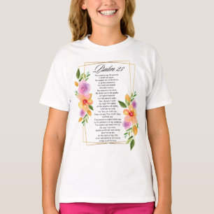 Psalm 23 Florales geometrisches Rahmenwerk T-Shirt