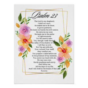 Psalm 23 Geometrische Blumenrahmen-Schrift Poster