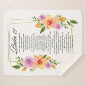 Psalm 23 Geometrischer Rahmen für Floral Sherpadecke (Vorderseite (Horizontal))