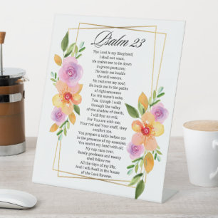 Psalm 23 Geometrischer Rahmen für Floral Sockelschild