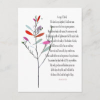Psalm 23, Grüne Pflanze Blumenpostkarte von David