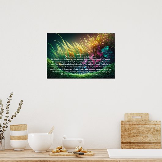 Psalm 23 Grüne Weiden Poster (Küche)