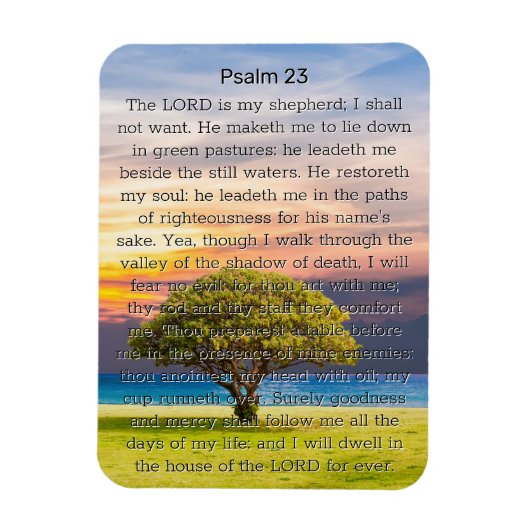 Psalm 23 Grüner Wasserfarbenbaum Magnet (Vertikal)