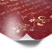 Psalm 23 Hebrew English Gold Flourish on Red Art Fotodruck (Ecke)