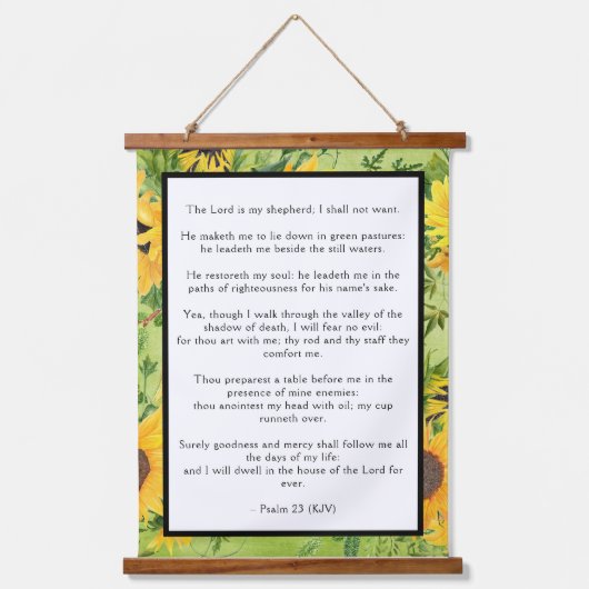 Psalm 23 Herr ist mein Hirte Sonnenblumen Wandteppich Mit Holzrahmen (Vorderseite)
