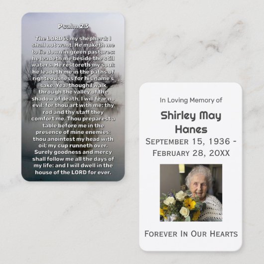Psalm 23 Illuminated Lake Memorial Prayer Card Visitenkarte (Vorne/Hinten)