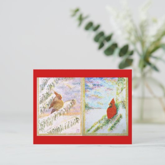 Psalm 23 Kardinäle für Männer und Frauen Postkarte (Stehend Vorderseite)