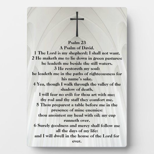Psalm 23 KJV Bibel Kreuz Weiße Kathedrale Fotoplatte (Vorderseite)