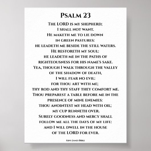 Psalm 23 KJV Bold Cinzel Font Poster (Vorne)