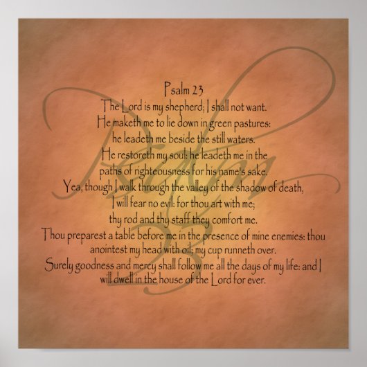 Psalm 23 KJV Christlich Bibelverse Poster (Vorne)
