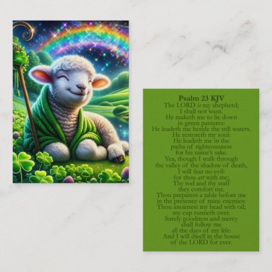 Psalm 23 KJV Karten - fröhliches Lamm (Vorne/Hinten)