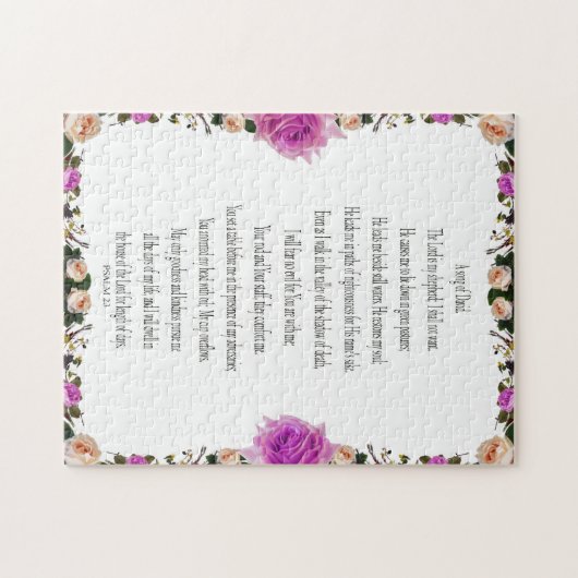 Psalm 23 Lila Blumengrenzen, Puzzle (Horizontal)