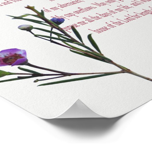 Psalm 23, Lila Grünbuch mit grünen Blumen (Matte) Poster (Ecke)