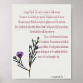 Psalm 23, Lila Grünbuch mit grünen Blumen (Matte) Poster (Vorne)