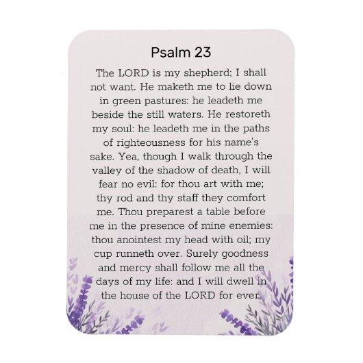 Psalm 23 Lila Wildblumen Magnet (Vertikal)