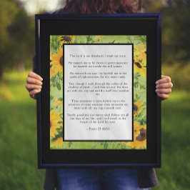 Psalm 23 Lord is My Shepherd KJV Sunflowers Poster