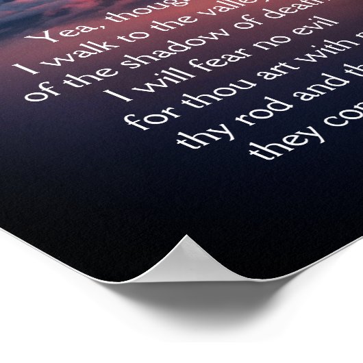Psalm 23 mit dunkler Vallelandschaft Poster (Ecke)