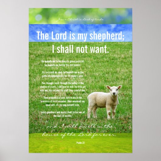 Psalm 23 mit einem hübschen Lamm, christliches Pla Poster (Vorne)