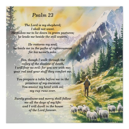 Psalm 23 mit Hirtenbildern Poster (Vorderseite)