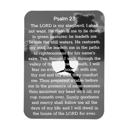 Psalm 23 Monochrome Sunset Seagull Magnet (Vertikal)
