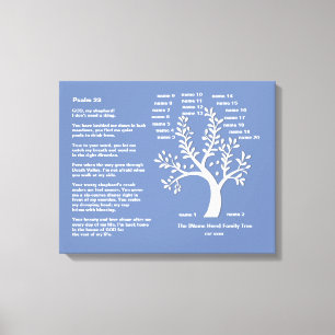 Psalm 23 MSG Leinwand Familienbaum Art