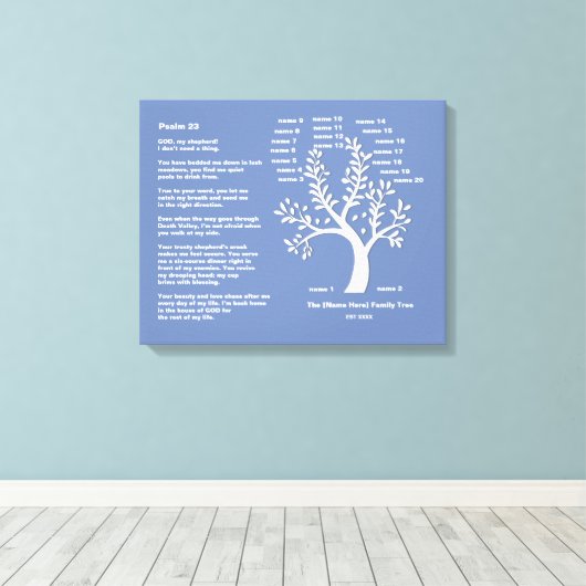 Psalm 23 MSG | Leinwand Familienbaum Art (Insitu (Holzboden))