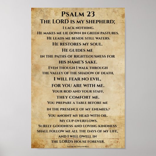 Psalm 23  { NHEB version.} Poster (Vorne)