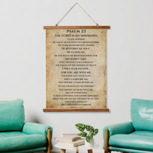 Psalm 23 {NHEB-Version.} Wandteppich Mit Holzrahmen