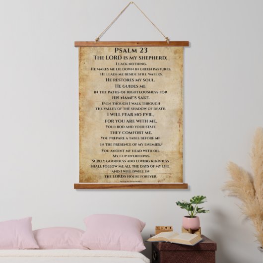 Psalm 23 { NHEB version.} Wandteppich Mit Holzrahmen (Schlafzimmer)