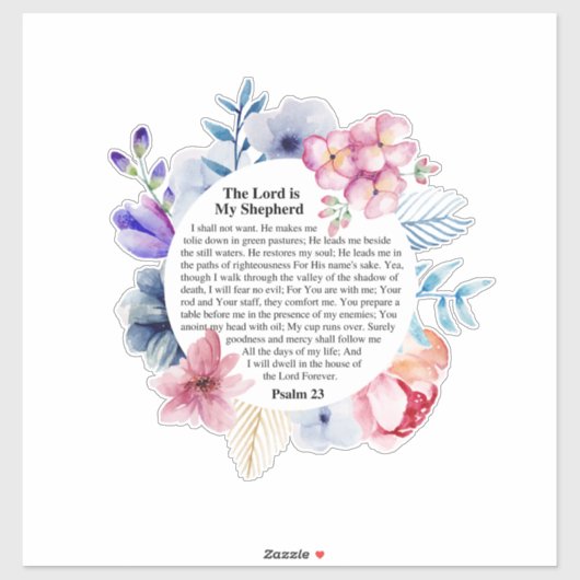 Psalm 23 NKJV Der Herr ist mein Hirte Aufkleber (Blatt)