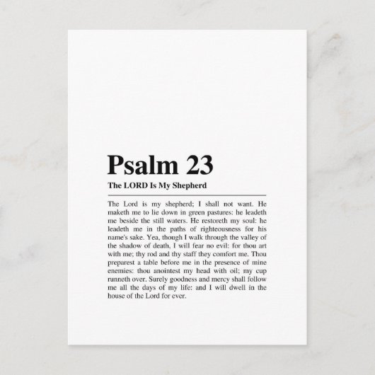 Psalm 23 NKJV Der Herr ist mein Hirte Postkarte (Vorderseite)