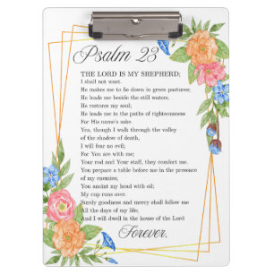 Psalm 23 NKJV Wasserfarbe Botanische Bibel Schrift Klemmbrett