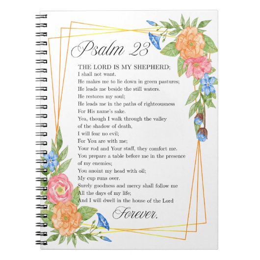 Psalm 23 NKJV Watercolor Botanical Bible Scripture Notizblock (Vorderseite)