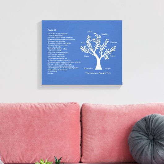 Psalm 23 NLT mit Familienbaum, Leinwanddruck (Insitu (Wohnzimmer))