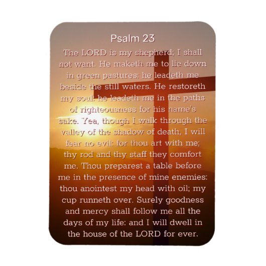 Psalm 23 Orange Cross Sunset Magnet (Vertikal)