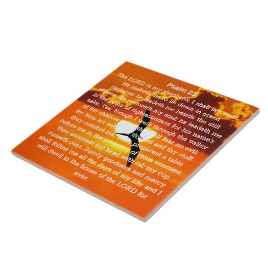 Psalm 23 Orange Sunset Seagull Fliese (Seite)