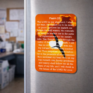 Psalm 23 Orange Sunset Seagull Magnet