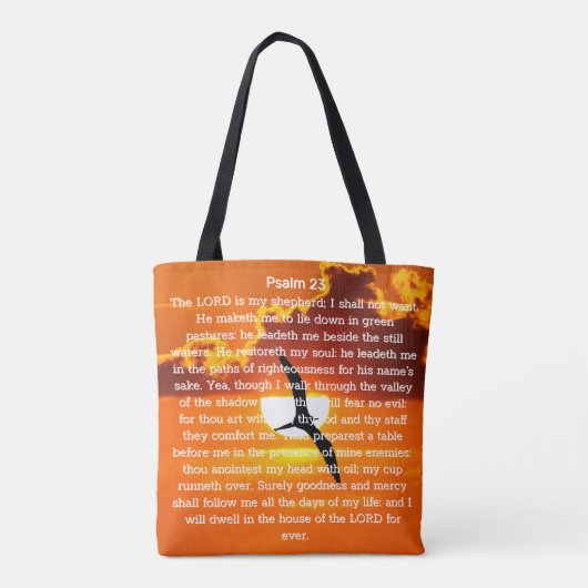 Psalm 23 Orange Sunset Seagull Tasche (Rückseite)