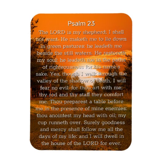 Psalm 23 Orange Sunset Trees Magnet (Vertikal)