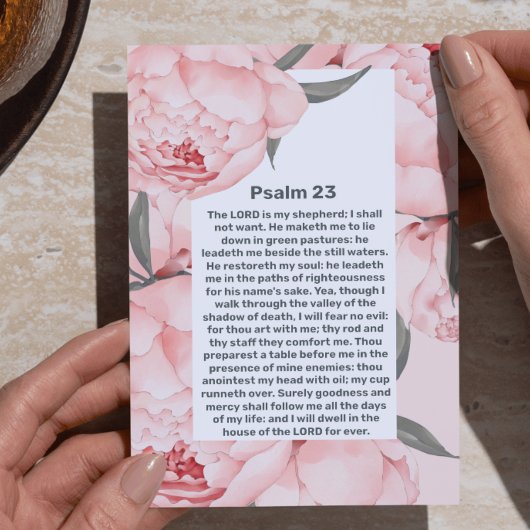 Psalm 23 Pink Peonies Celebration of Life Funeral Einladung