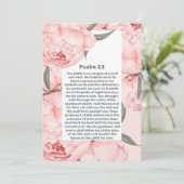 Psalm 23 Pink Peonies Celebration of Life Funeral Einladung (Stehend Vorderseite)